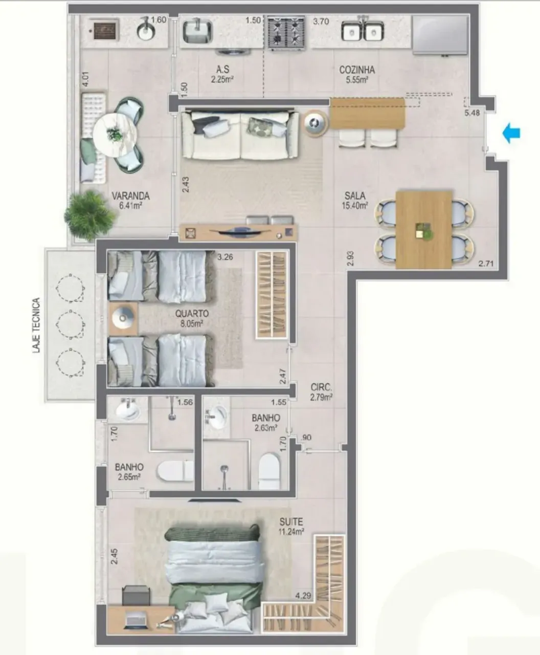 PLANTA 64m²