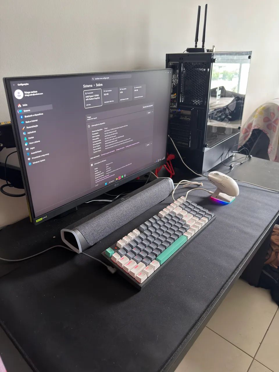 PC Ryzen 7 + RX 6600 muito bem montado 