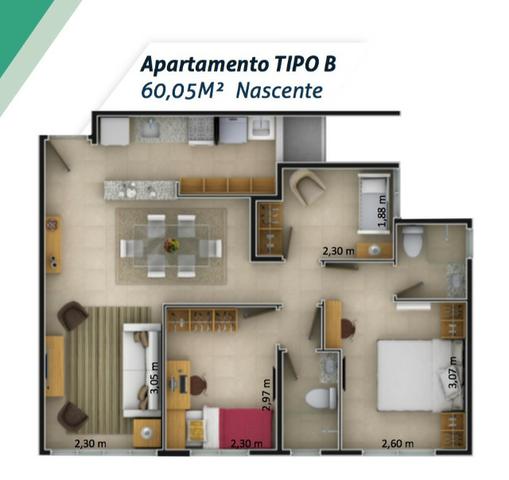Apto Passaré Pronto- 60m² - 3 quartos - 2 Banheiros -Lazer Completo -Minha Casa Minha Vida - Foto 6