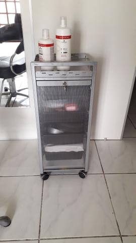 Carinho de cabeleireiro inox semi novo