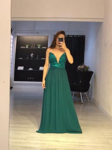 vestido de festa verde esmeralda