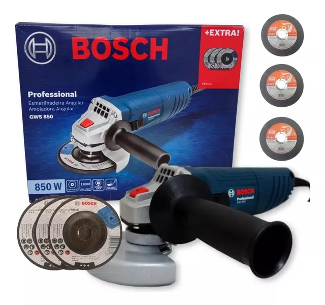 Esmerilhadeira Com 3 Discos Desbaste 850w Bosch