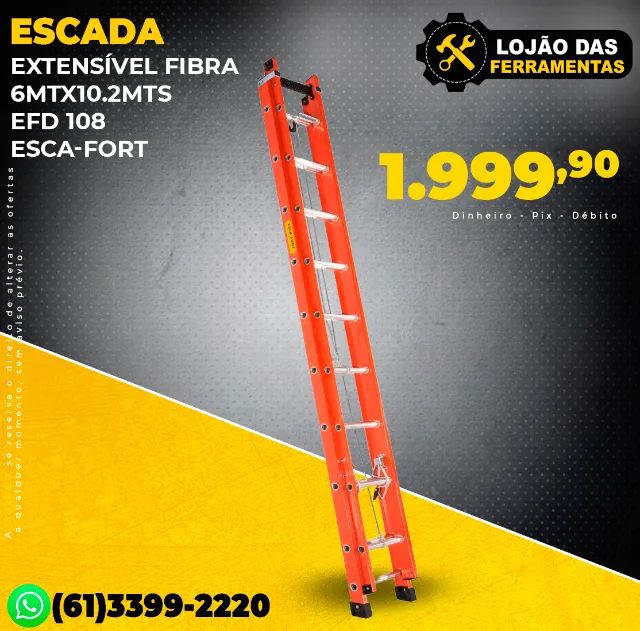 Escada Extensível Fibra 6Mtx10.2Mts Efd 108 Esca Fort