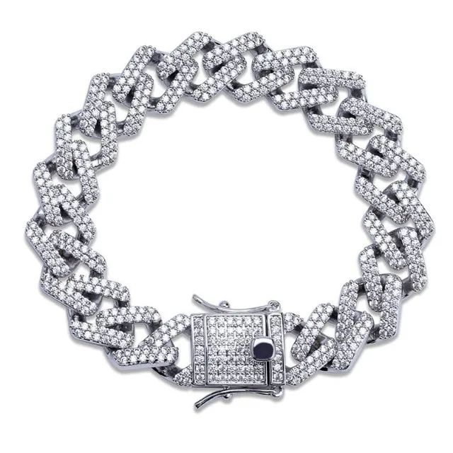 Pulseira Ice Prong Prata Cravejada - Foto 4