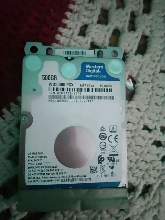 HDs funcionando WD de 500gb cada 50,00 nos dois