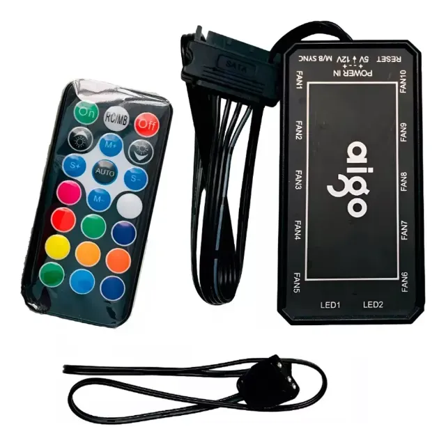 Controladora AIGO AR12 / Hub 10 portas ARGB + 2 conexões para fitas de LEDs