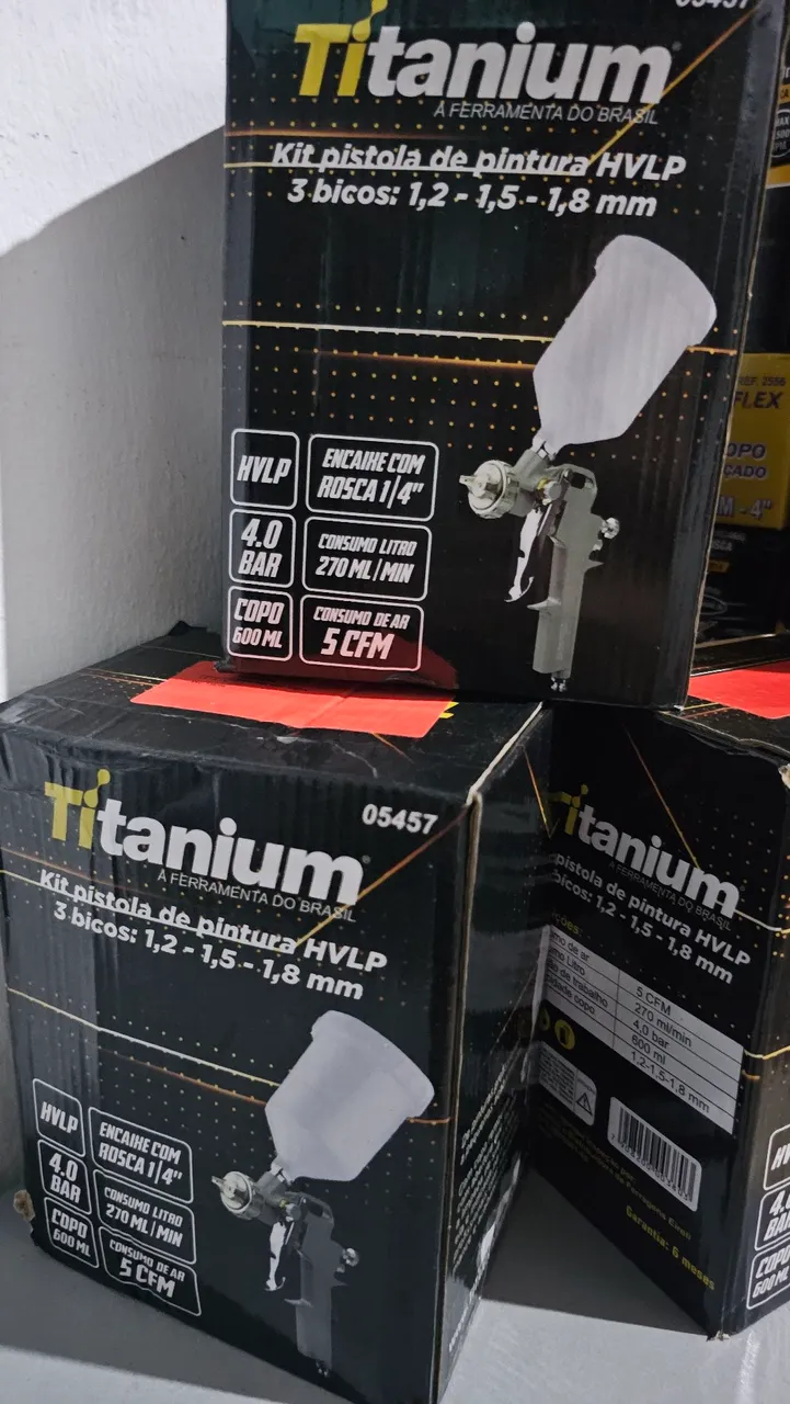 Kit Pistola de Pintura HVLP Titanium 3 Bicos