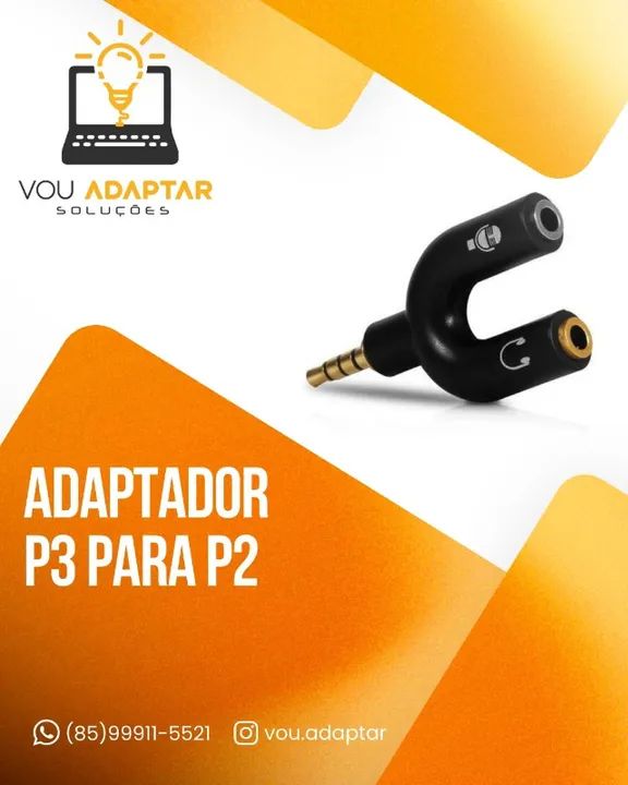 Adaptador P3 para P2 Fone e Microfone celular smartphone notebook pc