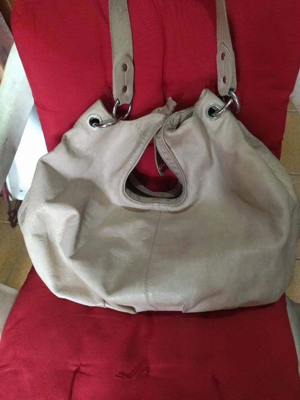 Bolsa de couro Ombro Bege - Foto 3