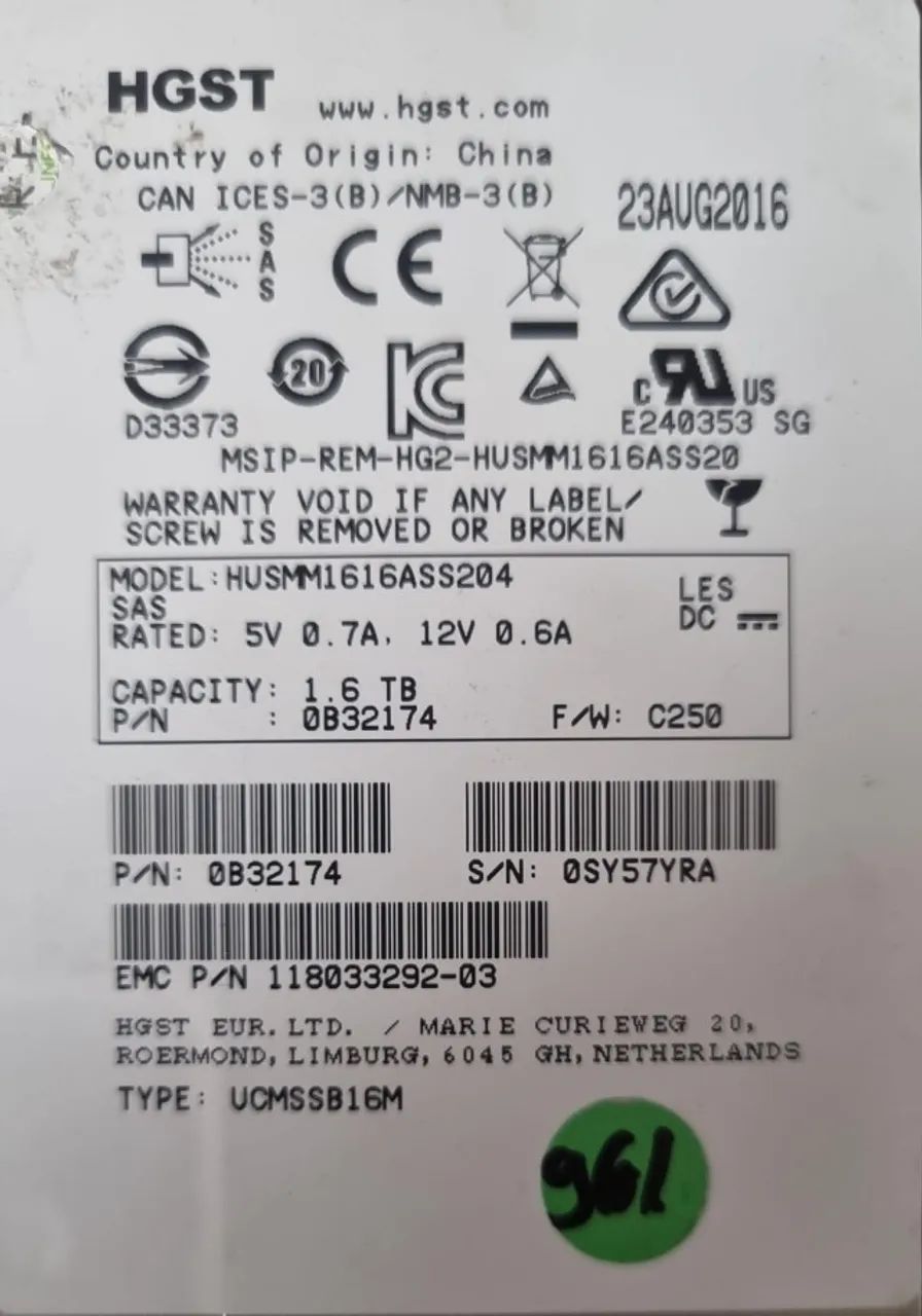 56  Ssd 1.6tb hgst 