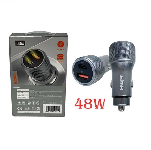 Carregador Veicular Turbo 48W 2 Portas USB A e Usb C  - Foto 4