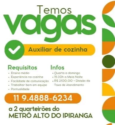 VAGA PARA AUX. DE COZINHA