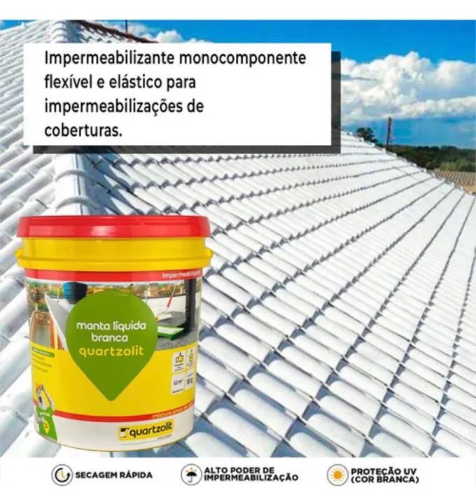 Manta Líquida Branca Impermeabilizante Quartzolit 12m² - Foto 6