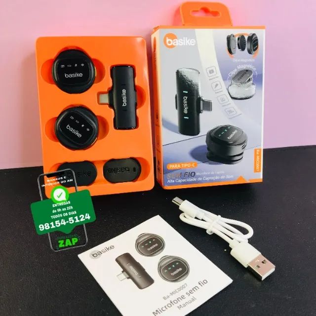 Microfone de Lapela Sem Fio Duplo