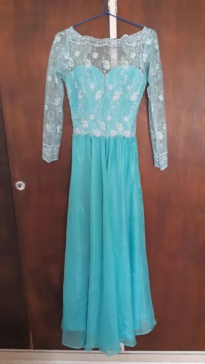 Vestido festa madrinha casamento longo verde Tiffany P e PP 
