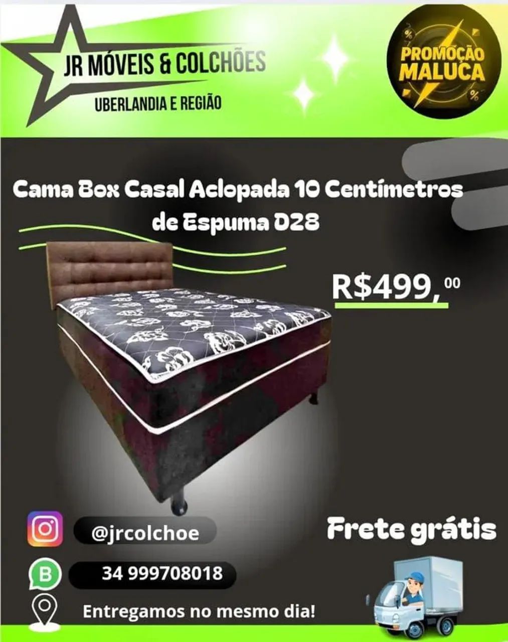 Cama Box Casal Aclopada 10cm Espuma D28 - Frete Grátis!