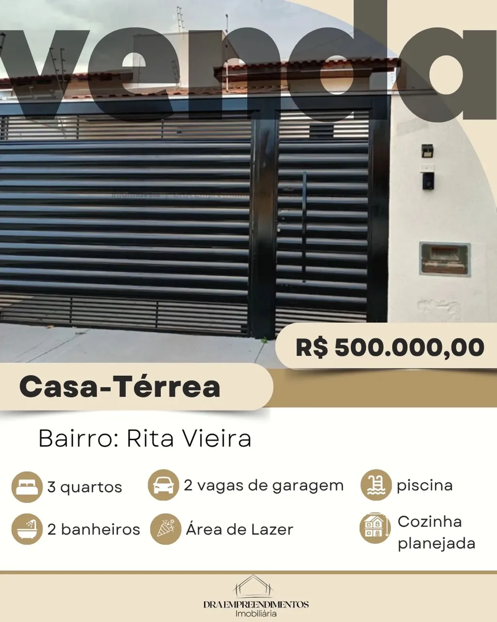 Casa completa a venda , com piscina, area gourme e energia foto voltaica no Rita Vieira.
