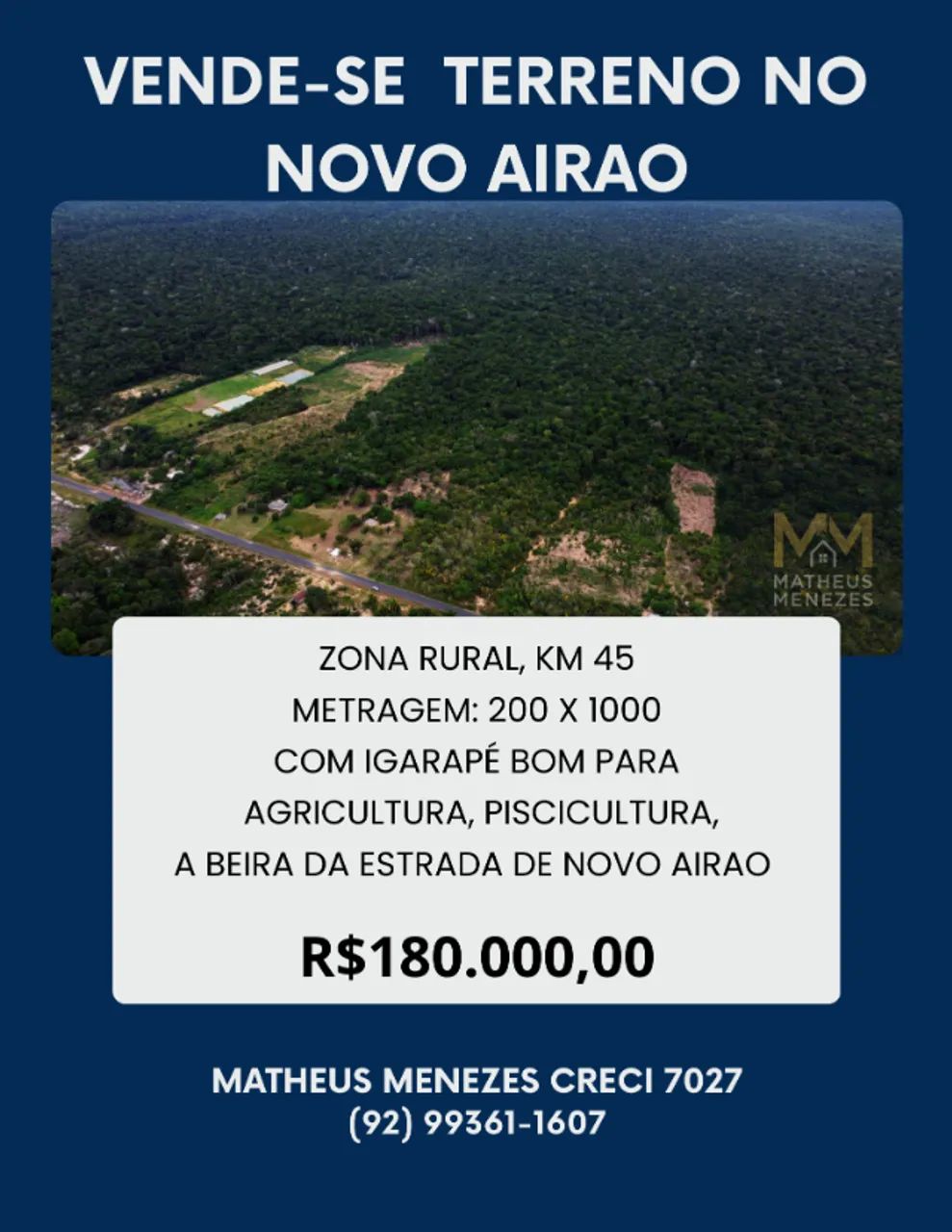 Terreno com Igarapé Cristalino no Km 45 de Novo Airão - Oportunidade Única!
