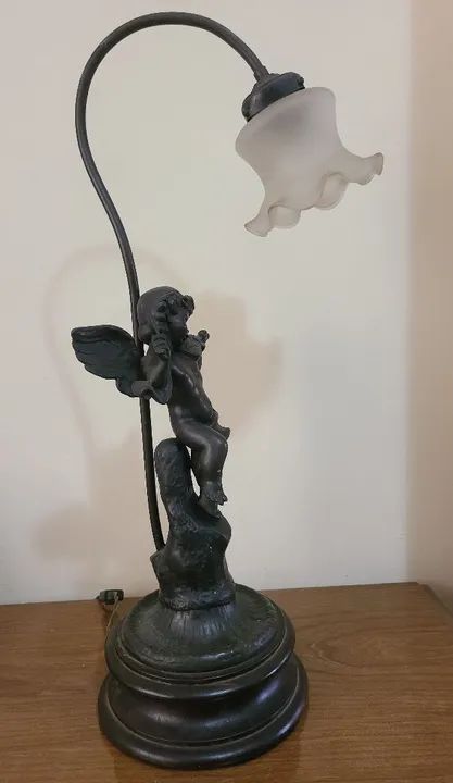 Maravilhosa Luminária / Abajur Querubim Petit Bronze - Foto 5