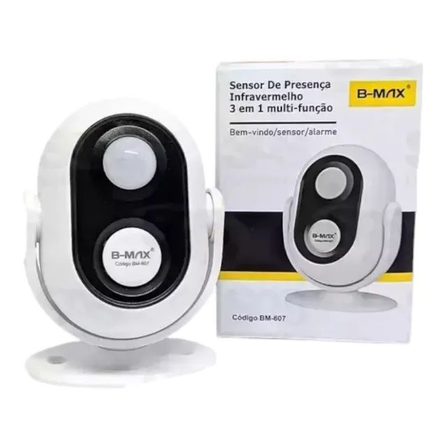 SENSOR DE PRESENÇA INFRAVERMELHO C/ALARME SONORO 360º B-MAX BM-607 - Foto 2