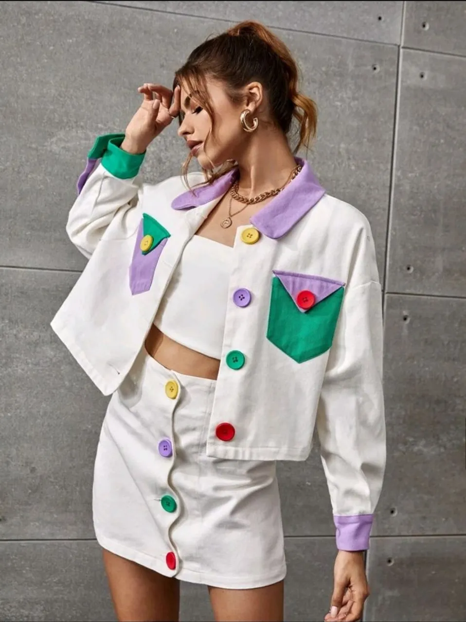 Conjunto Jaqueta e Saia Colorido - Fashion