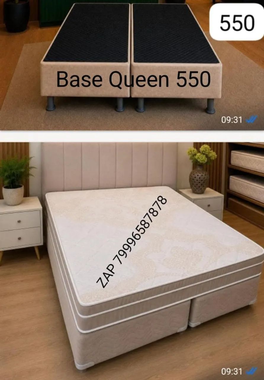 Base cama box casal bipartida Queen e colchão  