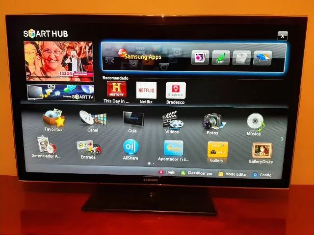 Smart Tv Led Samsung 46 polegadas modelo UN46D5500 função Monitor display Hdmi entrada Usb - Foto 3