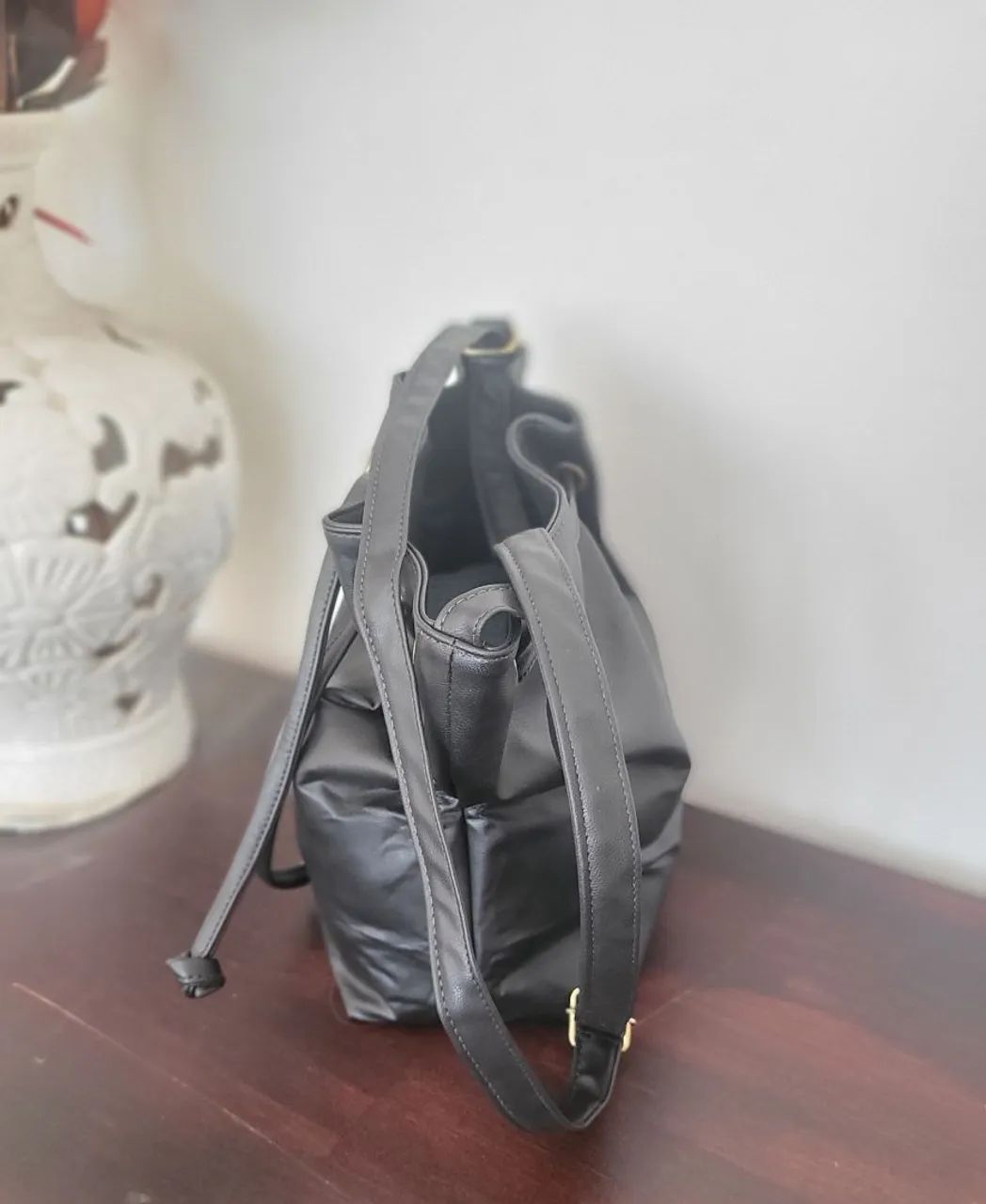 Bolsa Saco sestini preta cordão  - Foto 3