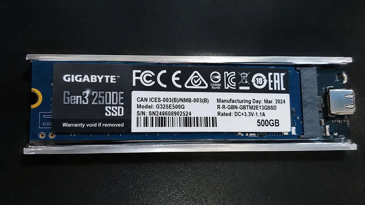 SSD NVMe Gigabyte 500GB - Pouco uso, funcionando perfeitamente - Foto 3