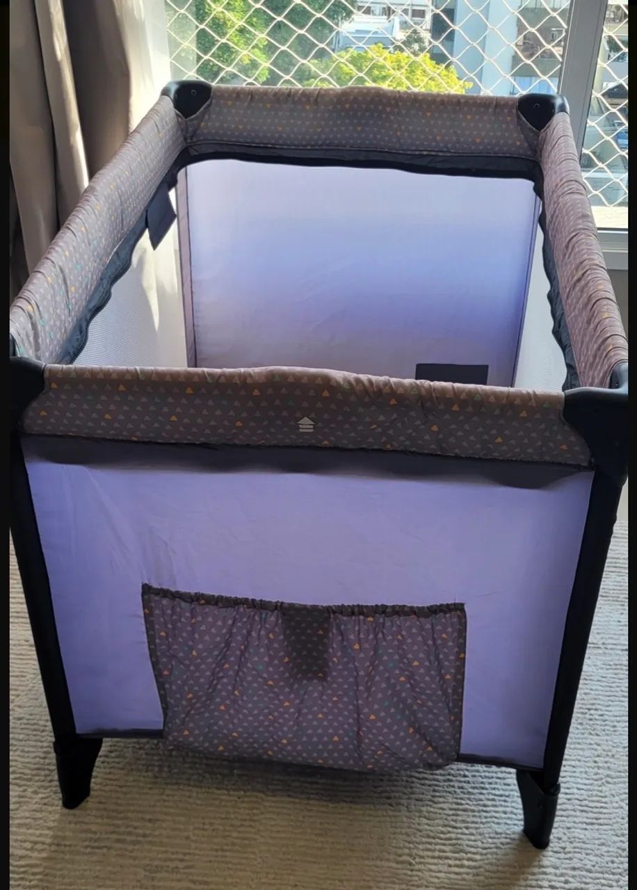 Berço portátil voyage preto com cinza - Foto 2