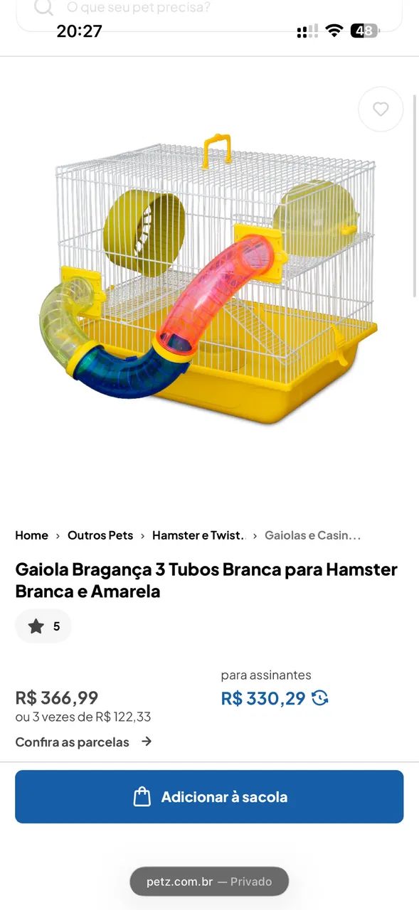 Gaiola para Hamster ou Gerbil c/2 andares + tubos + acessórios - Foto 4