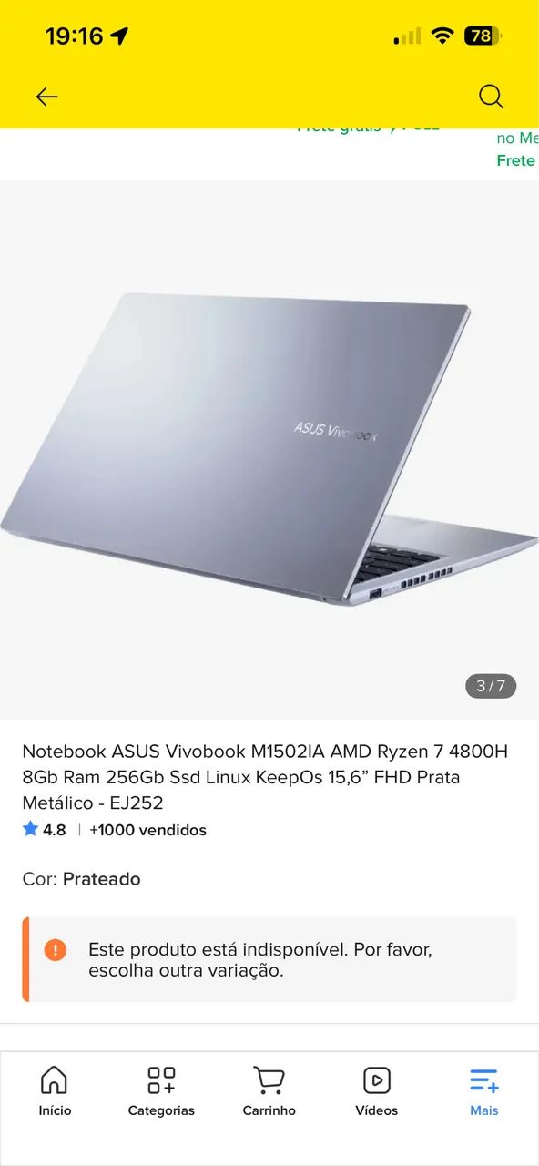 Notebook ASUS Vivobook M1502IA AMD Ryzen 7 - Foto 2