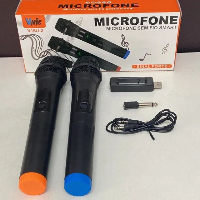 Microfone sem fio duplo - Faço entrega