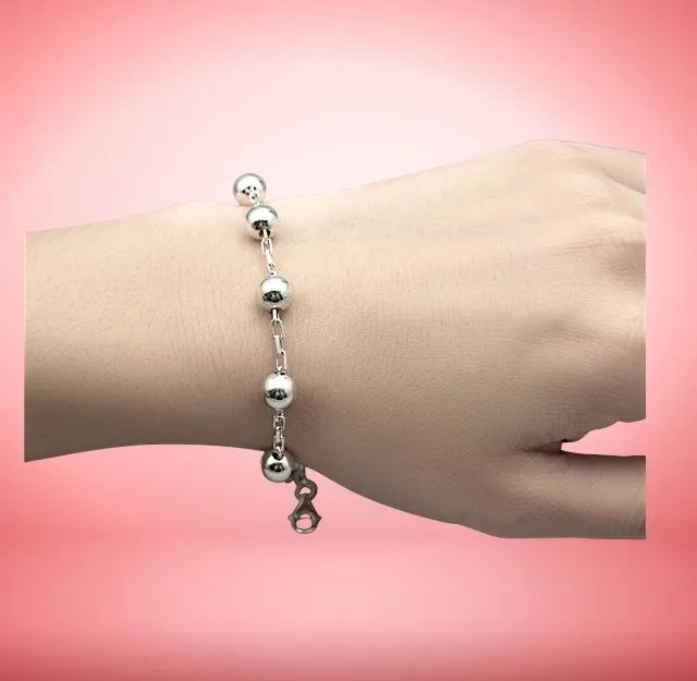 Pulseira de Prata Polida Com Elo Cartier e Bolinhas - Foto 5