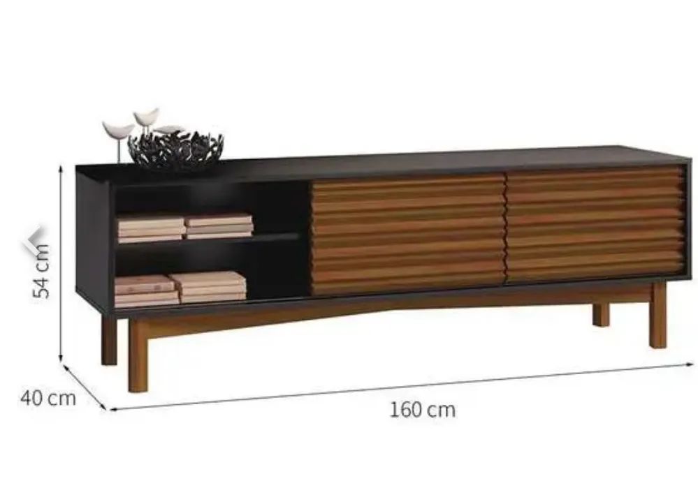 Rack Galeão Preto e Amêndoa 160 cm  - Foto 2