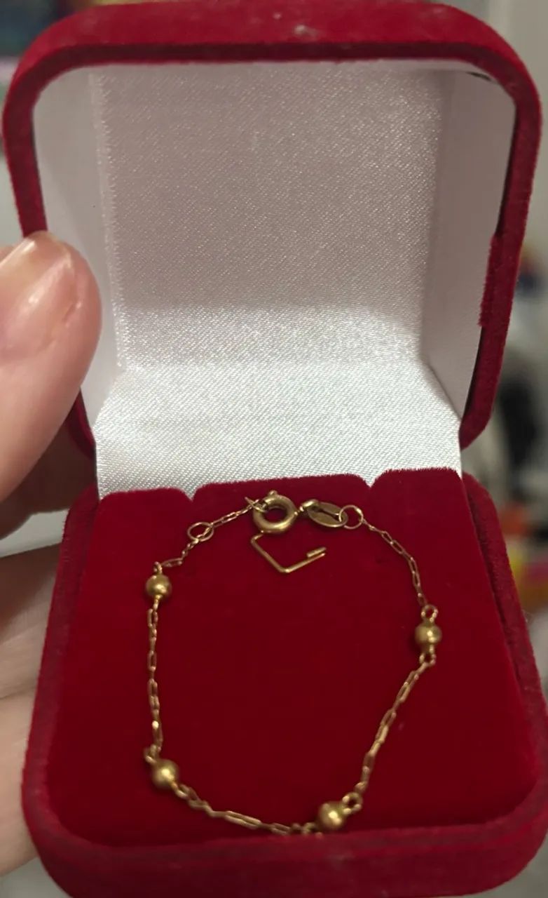 Vendo pulseira de ouro de bolinha para bebê 