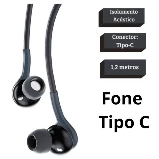 Fone de Ouvido Tipo-C intra-articular com microfone - Foto 3