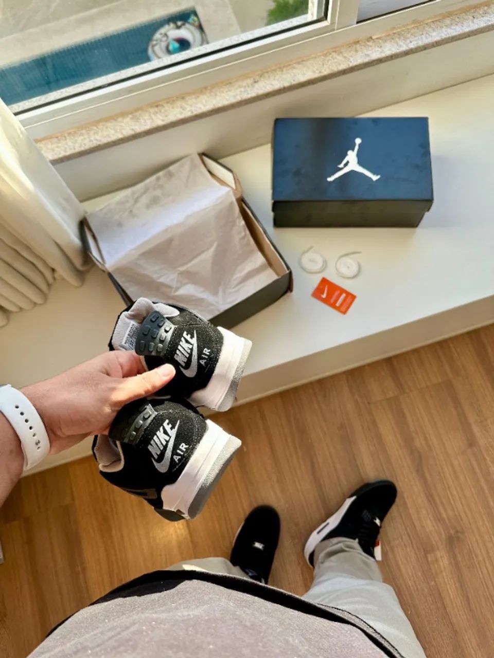 Tênis Nike Jordan 4 Preto Solado Branco Masculino Premium - Foto 6