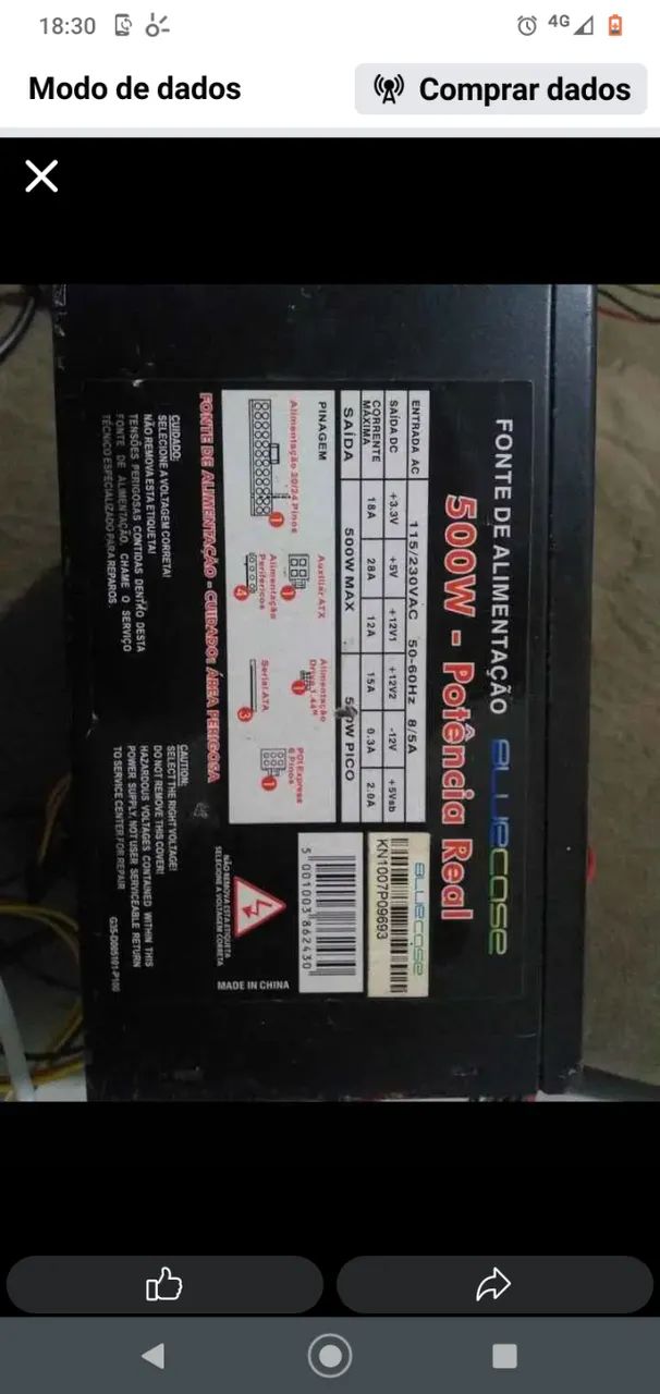 Fonte de alimentação bluecase
