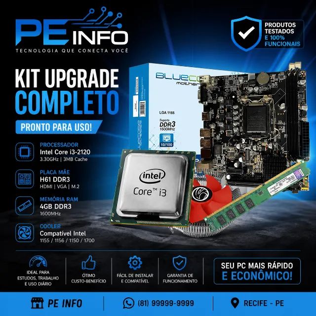 Kit upgrade i3 completo / placa mãe + memória / barato