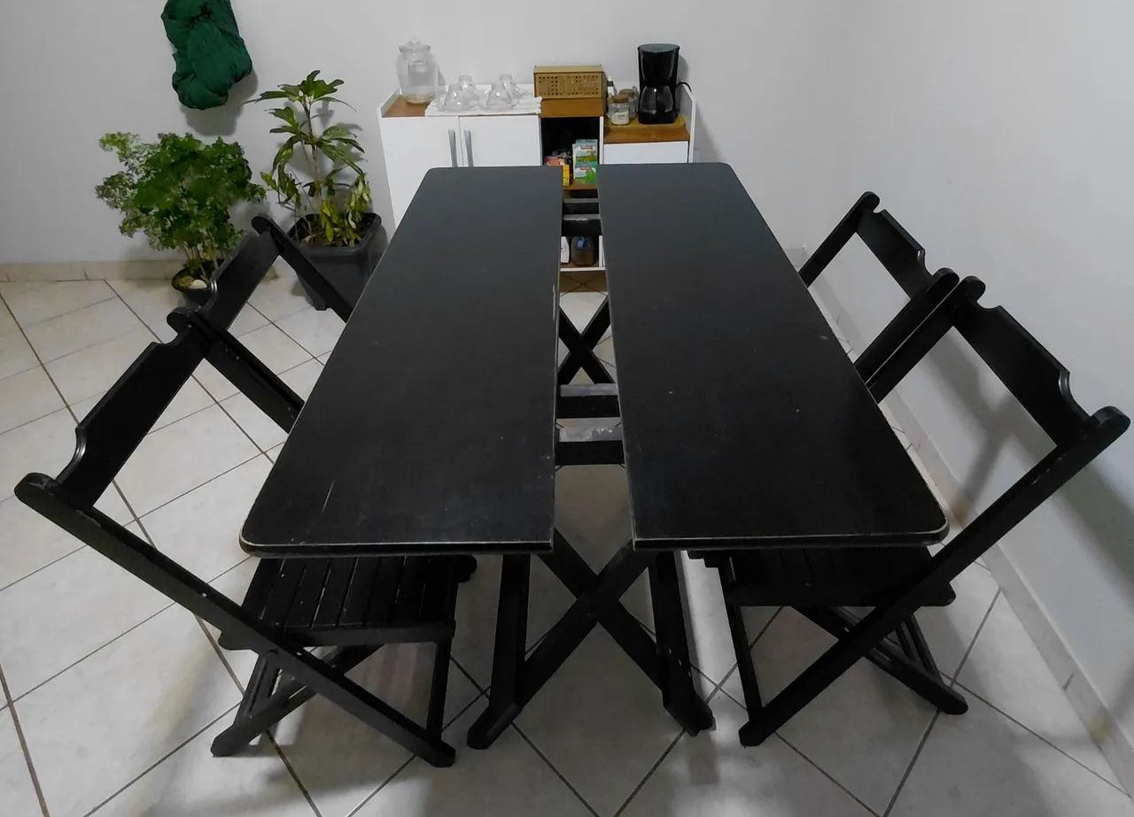 SJP - Jogo de mesa com cadeiras dobráveis de madeira - Foto 3