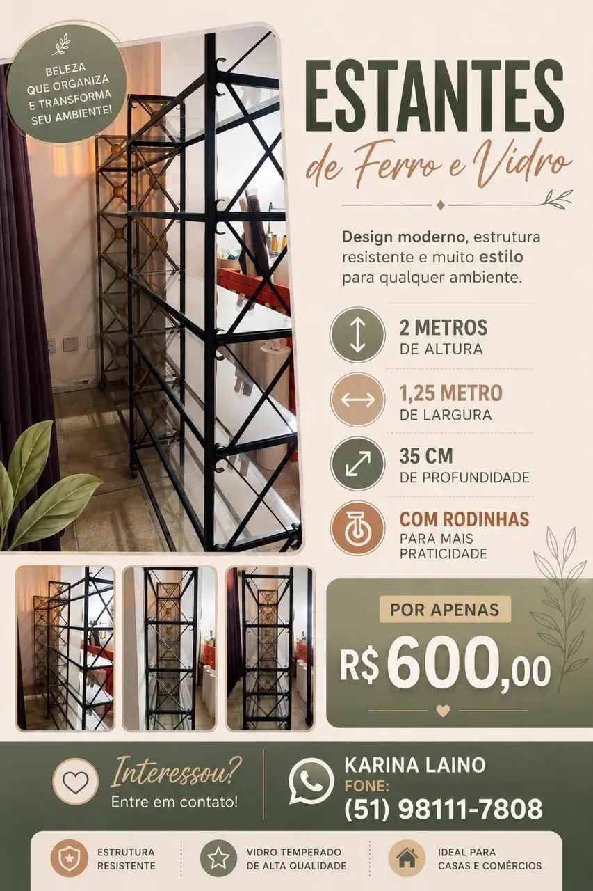 Prateleiras lindas de ferro com vidro 6mm