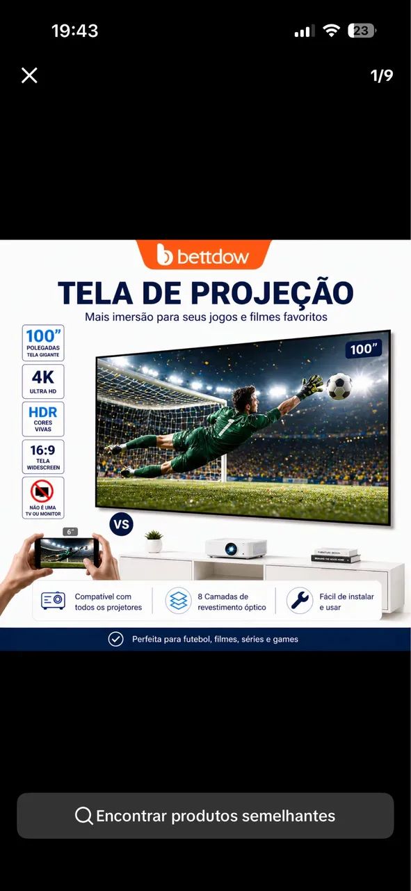 Projetor , tecido de projeção e suporte ! - Foto 2