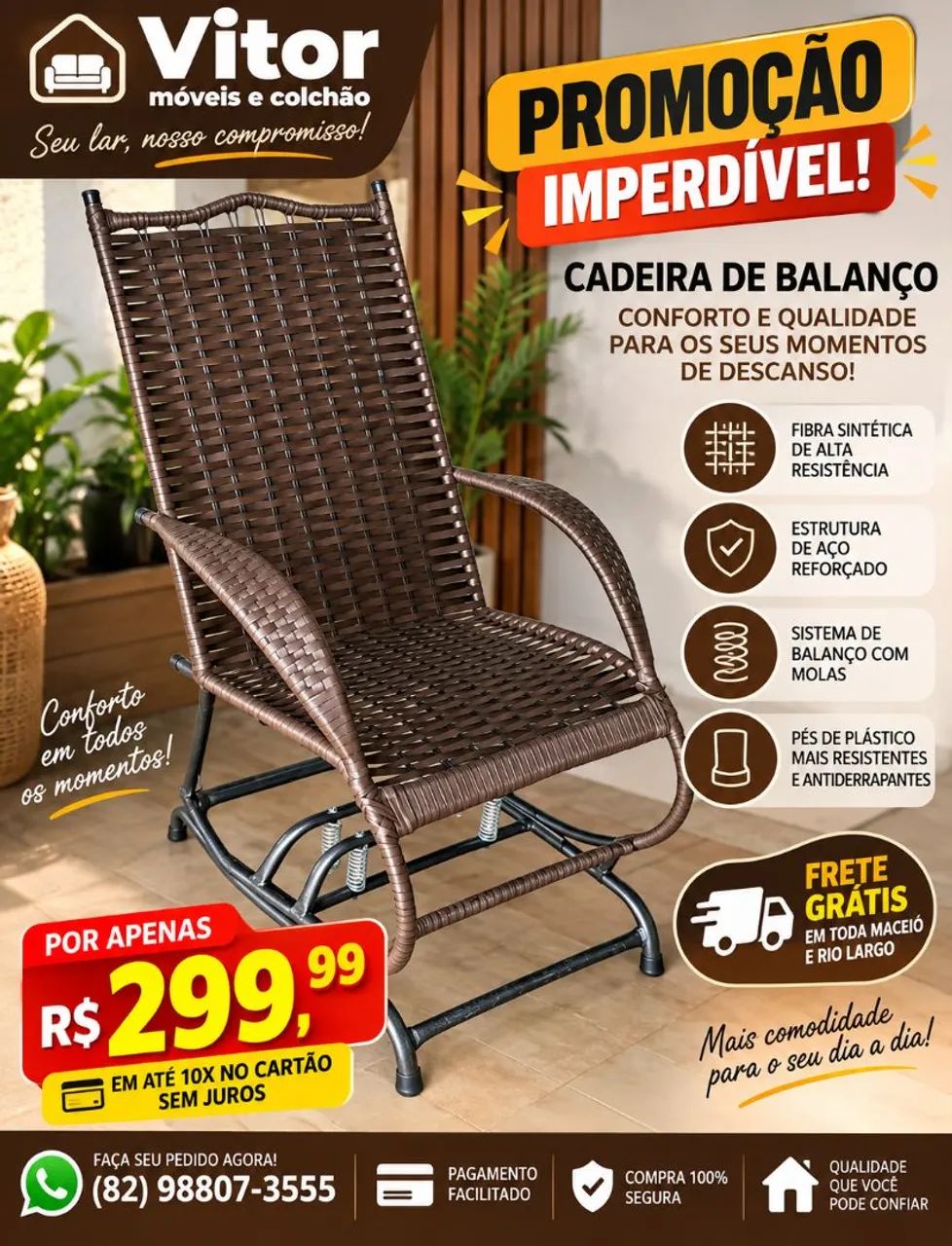 CADEIRA DE BALANÇO 4 MOLAS  - Foto 2