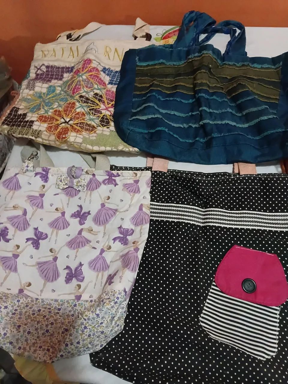 Lote bolsas tecido. 