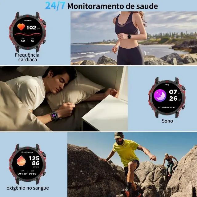 Smartwatch PEJE ZW13 com Tela AMOLED de 1.43" para Chamadas Bluetooth e 2 Pulseiras - Foto 5