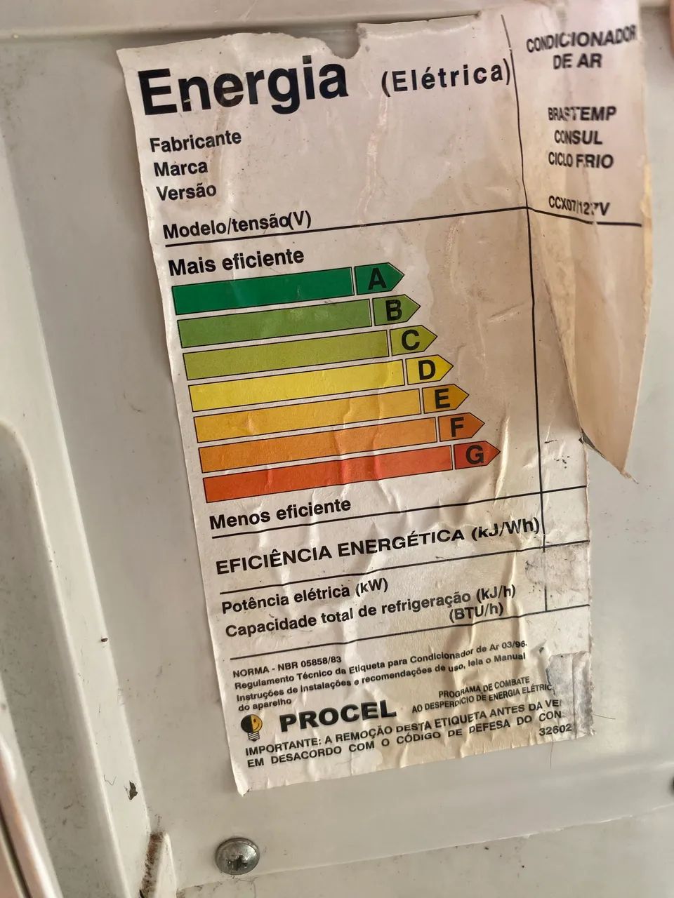 Ar condicionado cônsul timer 7500