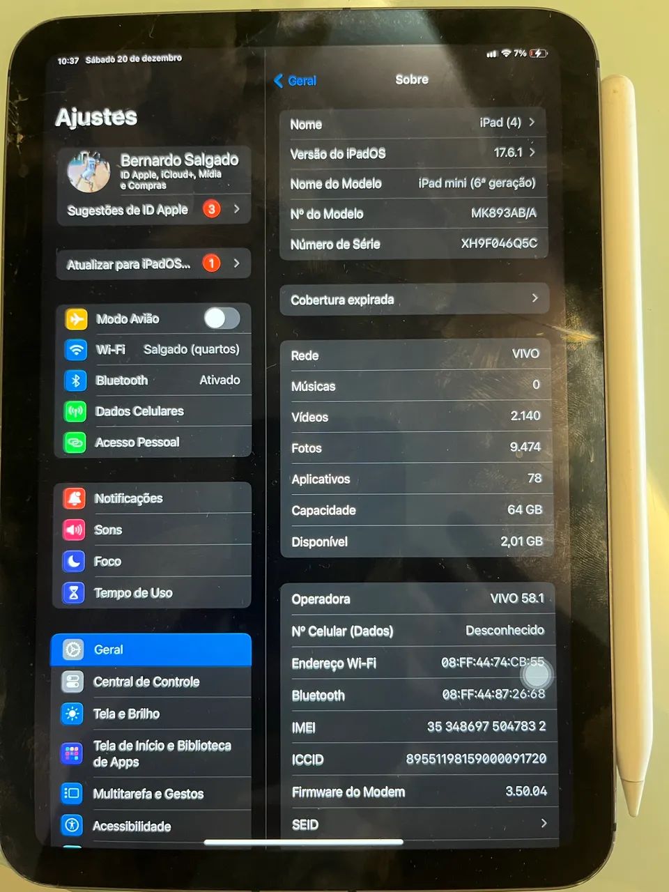 iPad Mini 6ª geração 64Gb com Apple Pencil - Foto 3