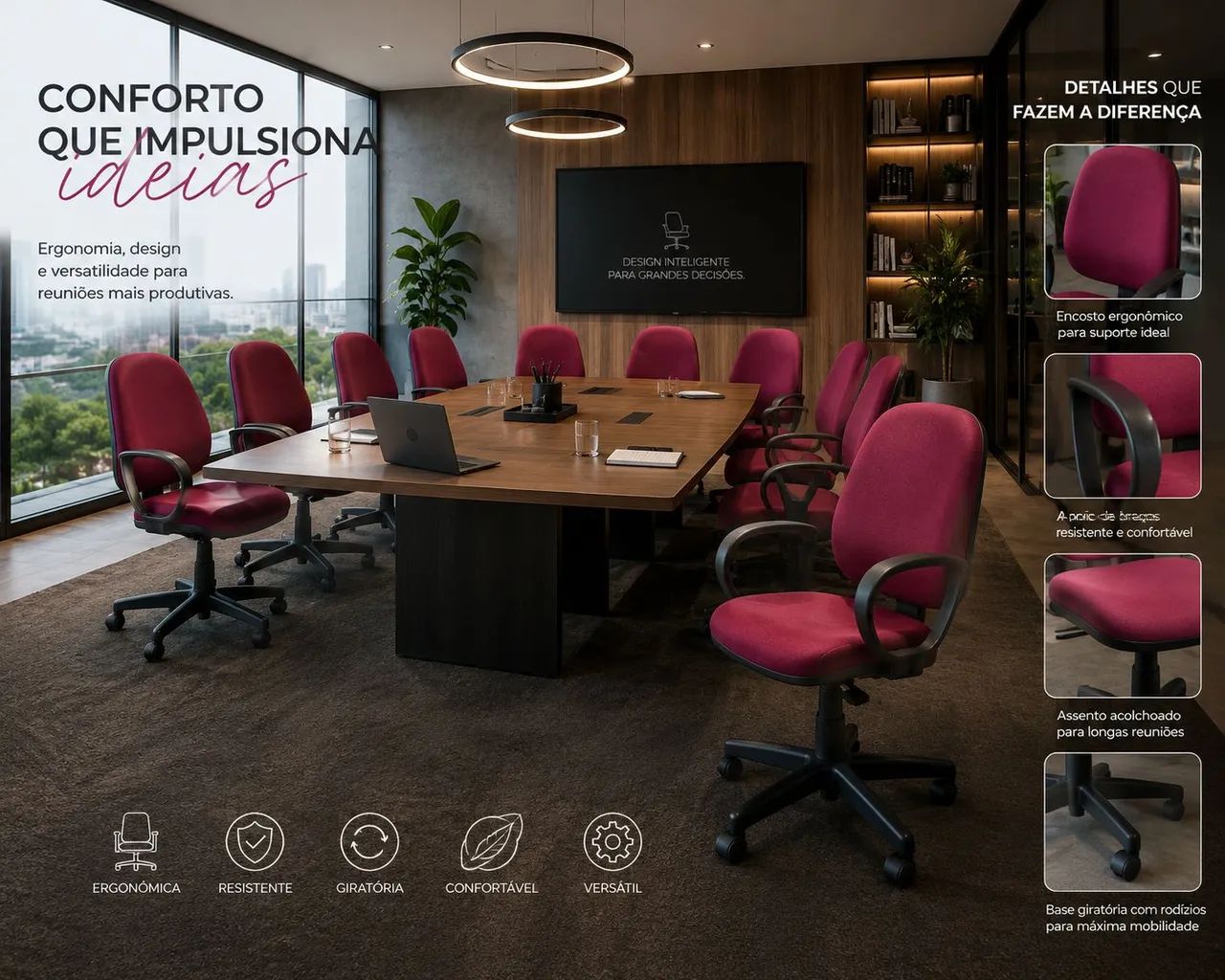OPORTUNIDADE Confortável Cadeira Executiva ergométrica giratória  - Foto 3