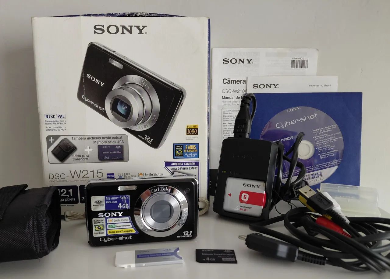 Camera digital Sony Cyber-shot DSC W215 - 12.1MP (KIT COMPLETO